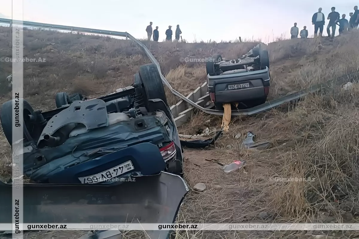 Tovuzda avtomobillər toqquşaraq körpüdən AŞDI: Yaralılar var