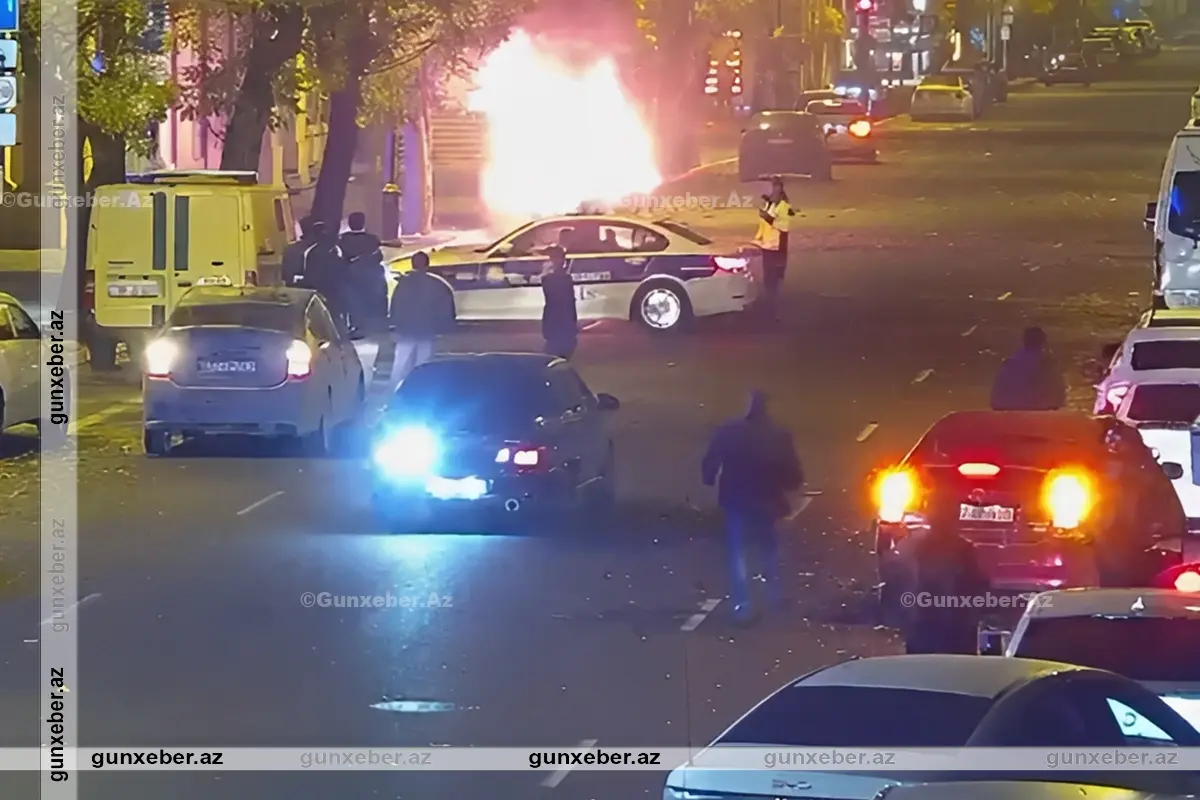 Səbail rayonunda avtomobildə YANĞIN: ANBAAN GÖRÜNTÜLƏR